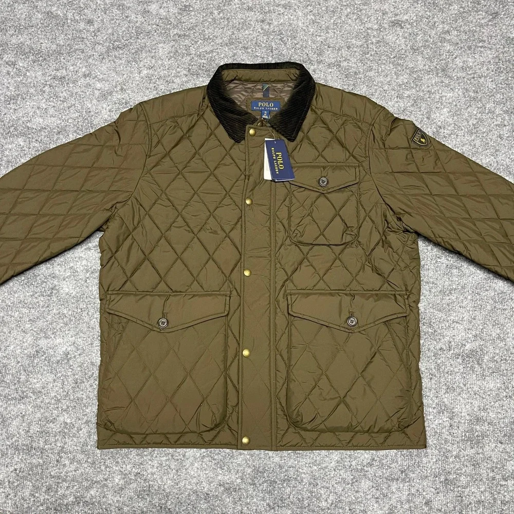 Polo Ralph Lauren Jacket Men XL Dark Brown The Beaton Quilted Corduroy PrimaLoft